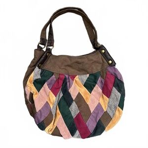 Boho Patchwork Corduroy &‎ Suede Earth tones Chic Multi-Color Hobo Bag